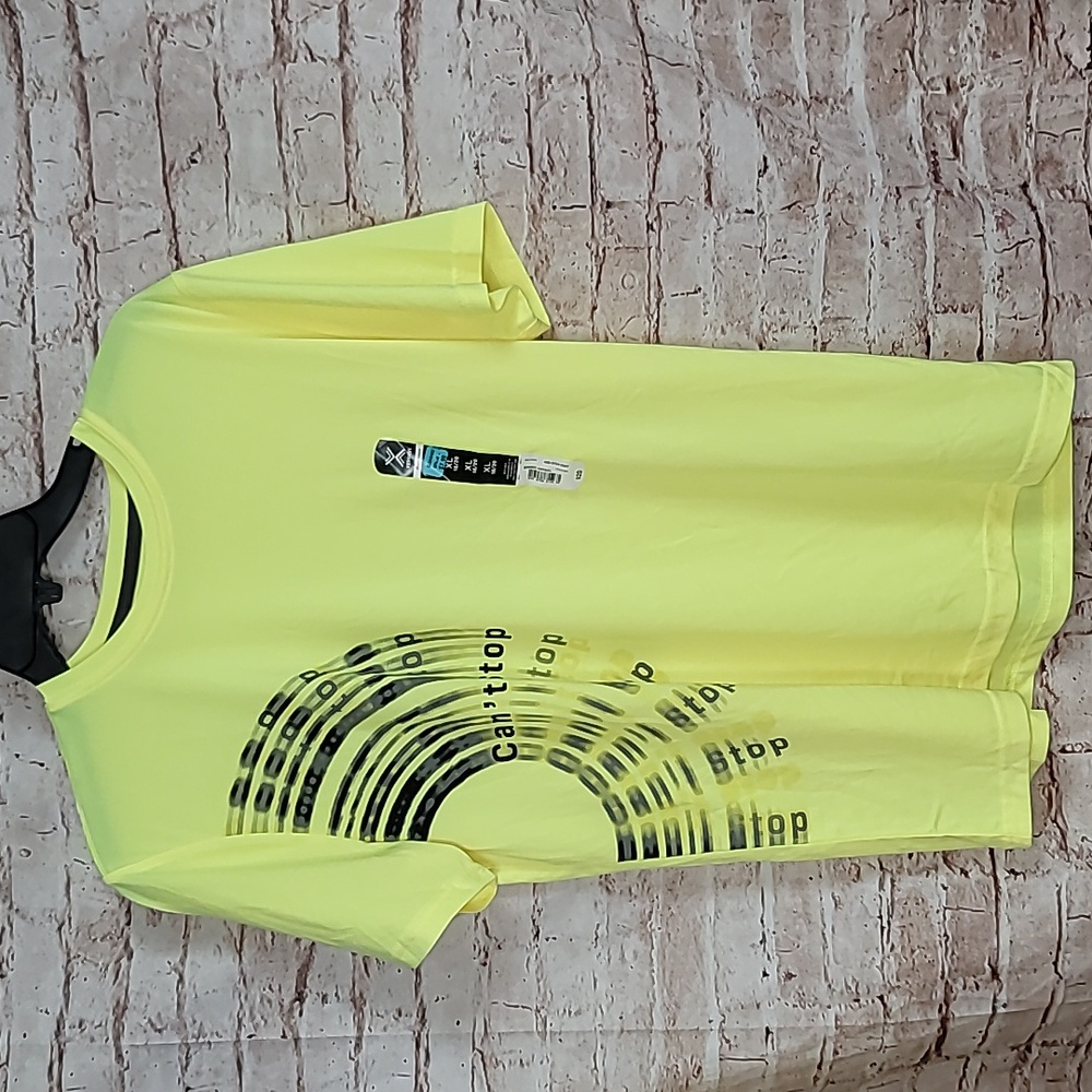 Xersion boy's yellow tee shirt xl 18/20 nwt can't stop logo